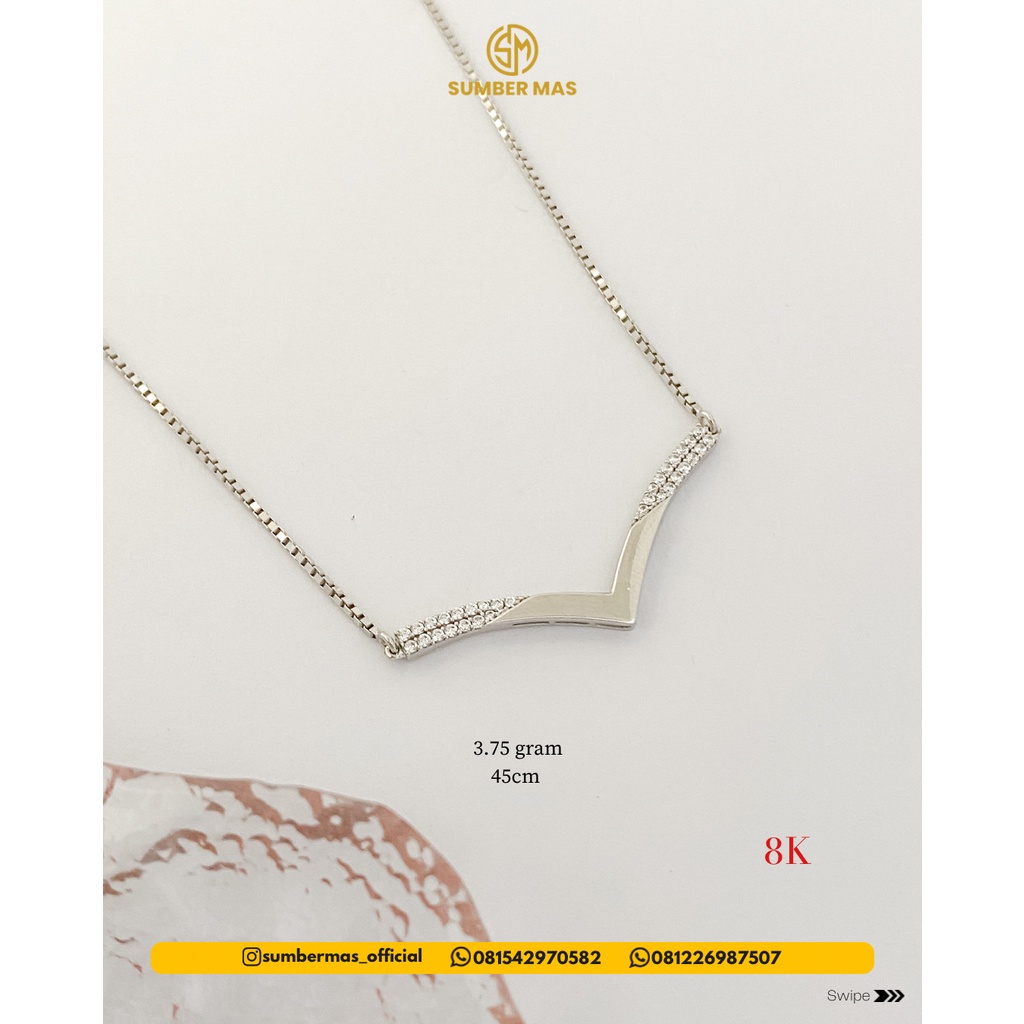 AUREL WHITE GOLD NECKLACE 8K - SUMBER MAS