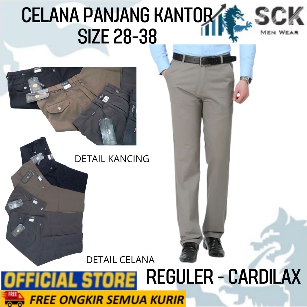 Celana Panjang Kantor Pria Dewasa CARDILAX HITAM Bahan Katun / Bawahan Basic Formal / Pakaian Kerja Kantor Berkualitas - sckmenwear GROSIR