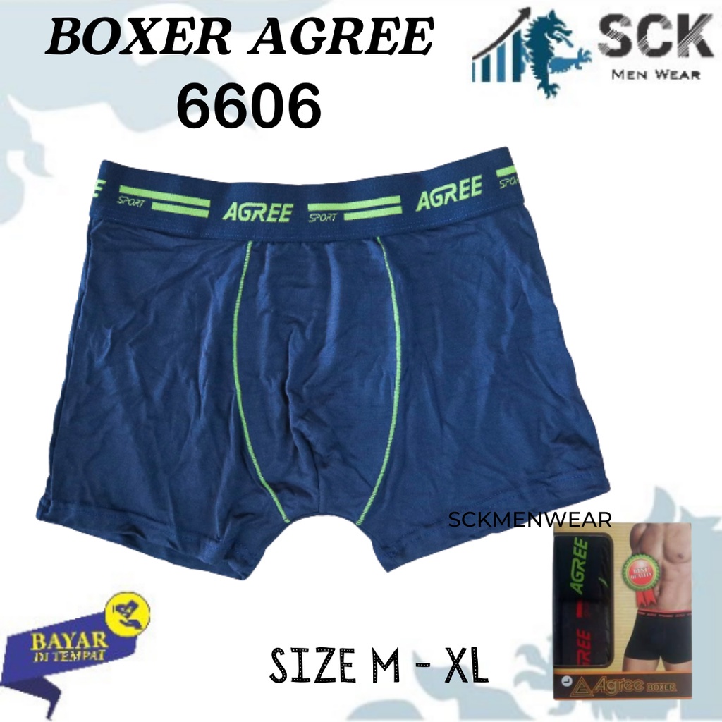 [ISI 2] CD Pria AGREE 6606 Boxer Bahan Katun / Boxer Laki Celana Dalam Cowok - sckmenwear GROSIR