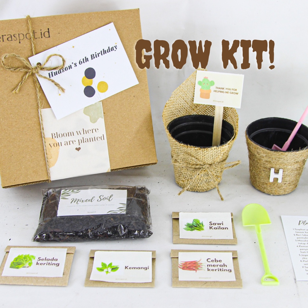 Hampers Gardening Kit - Grow Kit - Paket Berkebun Bibit / Benih - Hadiah / Souvenir / Hampers Ulang