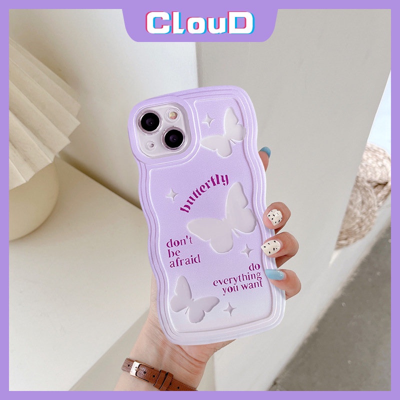 Casing Realme C30 C25Y C20A C21Y C33 C17 C11 C35 C3 C15 C25 C20 C25s 7 9 C12 Realme 10 7i 5i 8i 6i 9Pro+8Pro 5 9i 8lembut Tpu Wavy Edge Purple Gradient Romance Butterfly Case