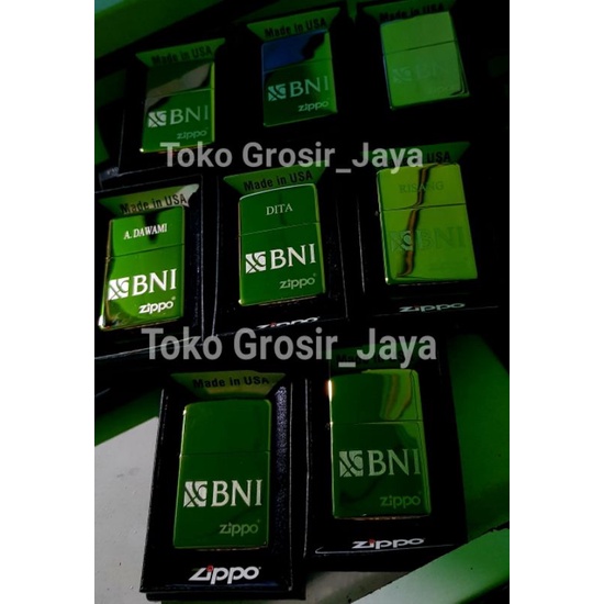 Zippo Korek Api Black Ice / Silver Custom Ukir Logo BNI Bisa Ukir Nama Sendiri