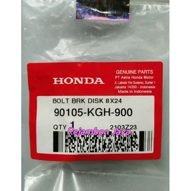 90105KGH900 BOLT BRK DISK 8X24