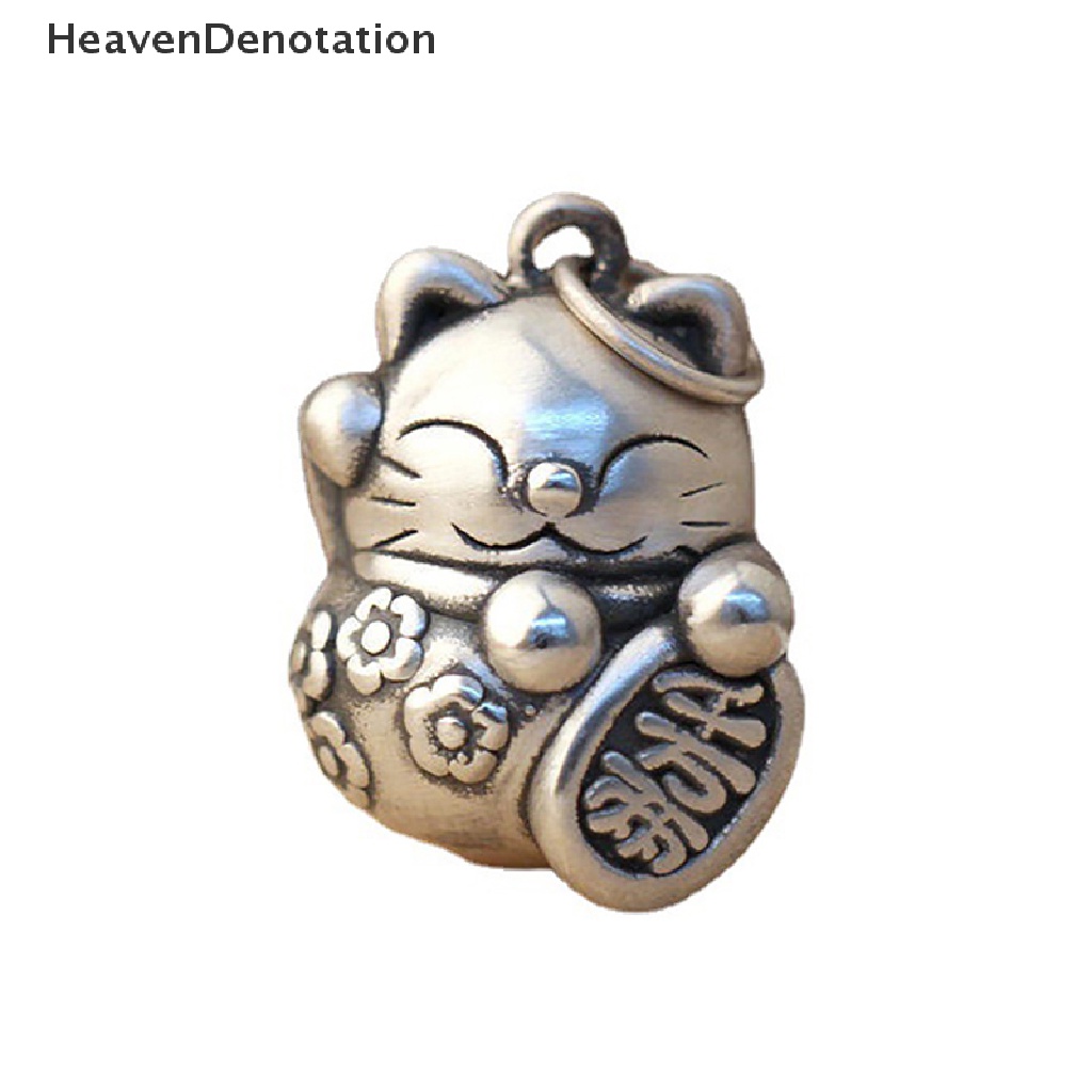 [HeavenDenotation] Vintage Titanium Silver Matte Fortune Cat Ch Kualitas Tinggi Fancy Ornamen Liontin DIY Membuat Perhiasan Kalung Keberuntungan Kucing Liontin HDV