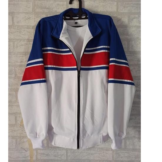 ➹ jaket traktop biru/ putih Lis merah ♘