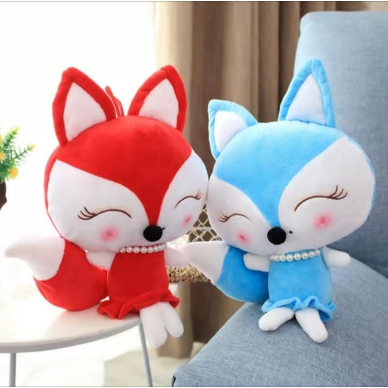 Boneka Cute Merah dan Biru Little Fox Boneka Fox Di 30Cm Hewan Kawaii plush Toy Boneka Bayi Kid's Hadiah Mini Mainan Mewah