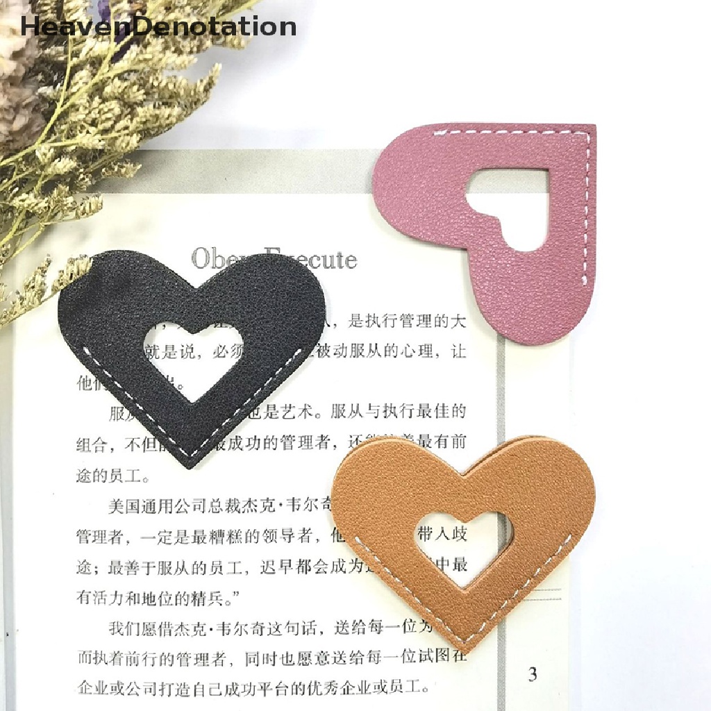 [HeavenDenotation] Handcrated Vintage Leather Bookmark Mini Portable Gift Heart Bookmark Bookholder Buku Sudut Lengan Pelindung Penanda Halaman HDV