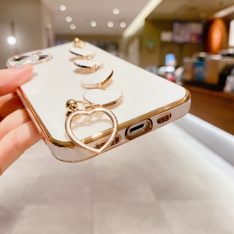 IPHONE Fashion Gelang Cinta Serbaguna Tepi Lurus Dilapisi Casing Ponsel Untuk Iphone14 13 12 11 Pro Max X XS Max XR 7 8 Plus Perlindungan Matahari Penutup Belakang