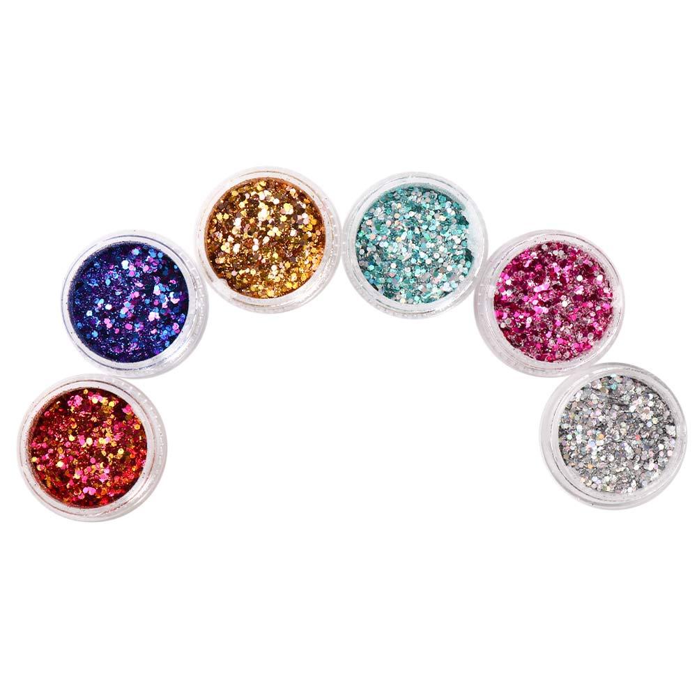 Agustina Paku Sequin Sparkly Sequin 6grid Nail Charms DIY Perhiasan Kuku Manicure Aksesoris Campuran Nail Art Sequin