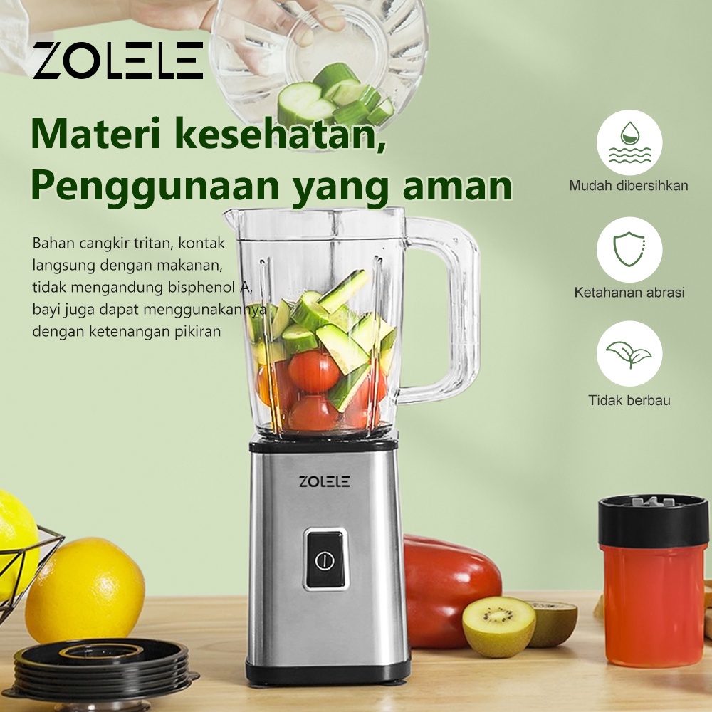 ZOLELE Blender Juicer Besar 1520ML Cold Ampas Terpisah 3 In 1 Pembuat Jus Sharp Ampas Juicer Mixer Stainless Steel ZI101