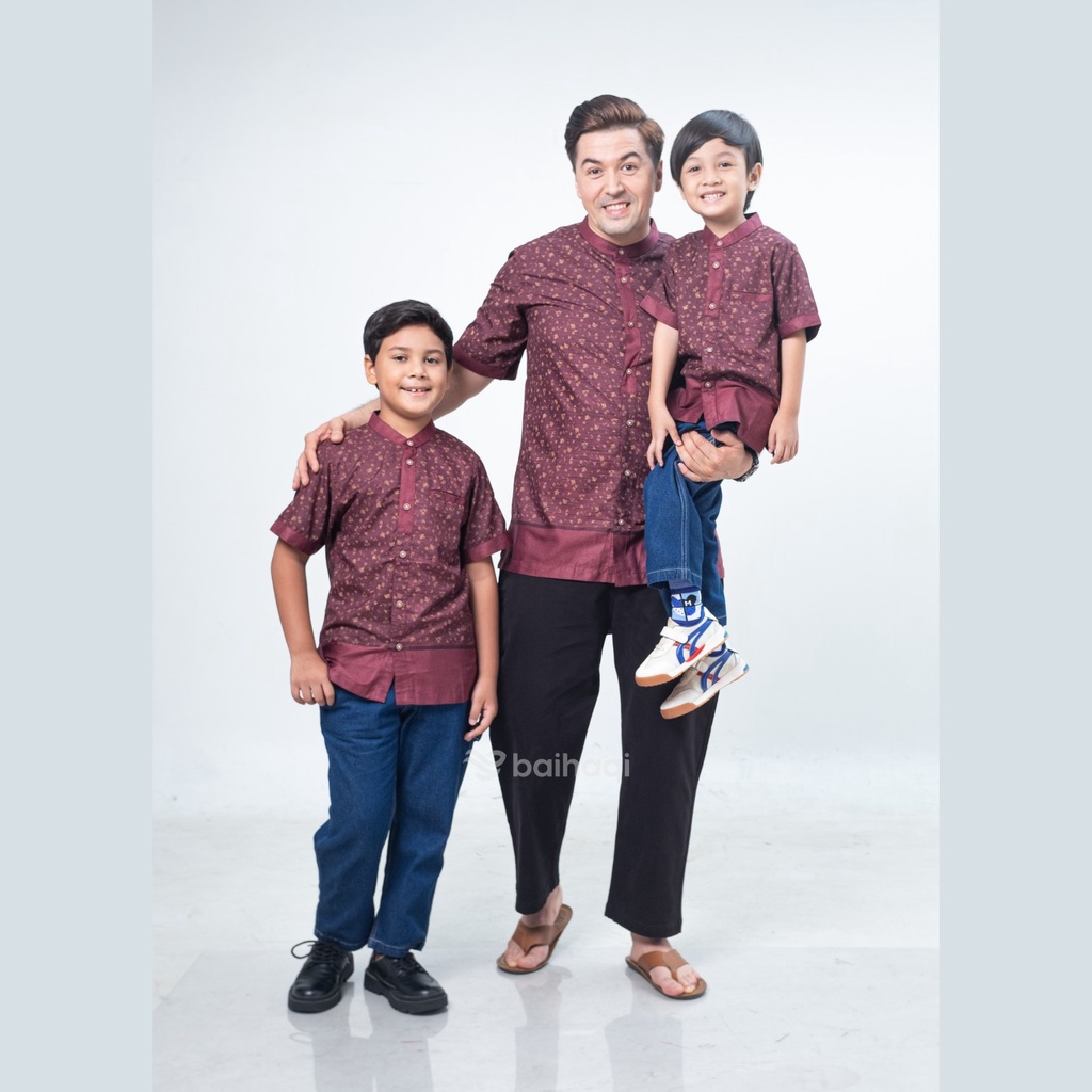 Baihaqi Kemko Couple Athif Maroon Lengan Pendek BAKP51D