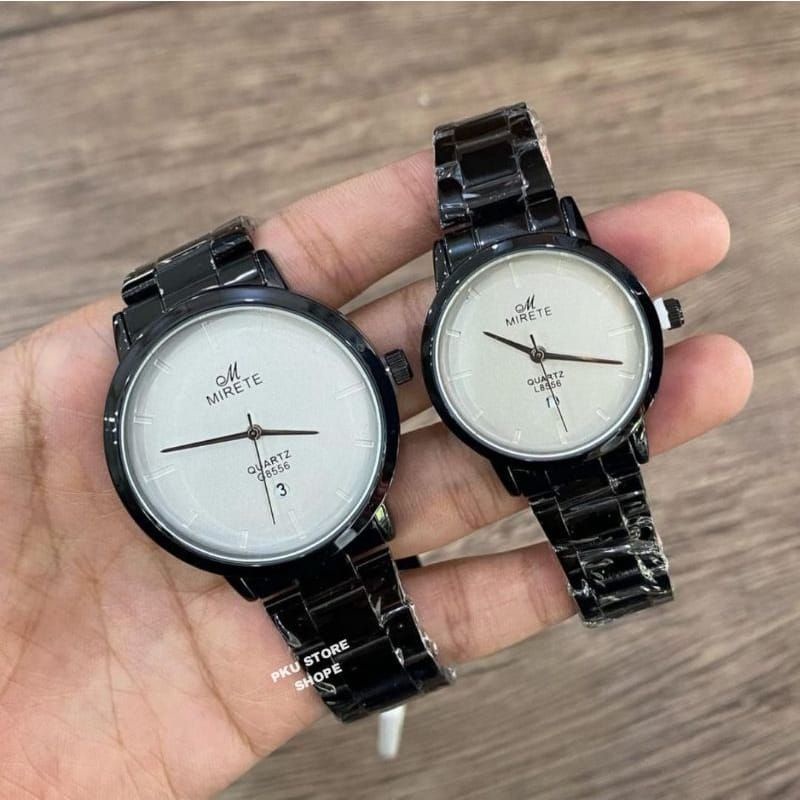 Jam Tangan Wanita/pria (Couple) Mirete Original Anti Air Fitur Tanggal Rantai Stainlees Steel // Jam Tangan Couple Murah Kekinian // Jam Tangan pasangan Mewah Elegan Dan Simple Analog Quarsa