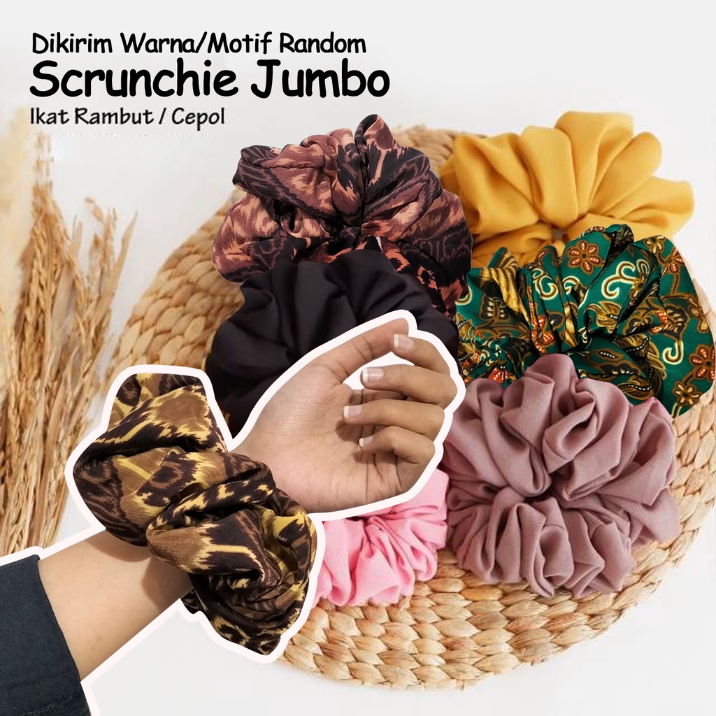 Cepol hijab jumbo cemol scrunchie jumbo ikat rambut besar tali rambut besar motif batik kuncir rambut hijab