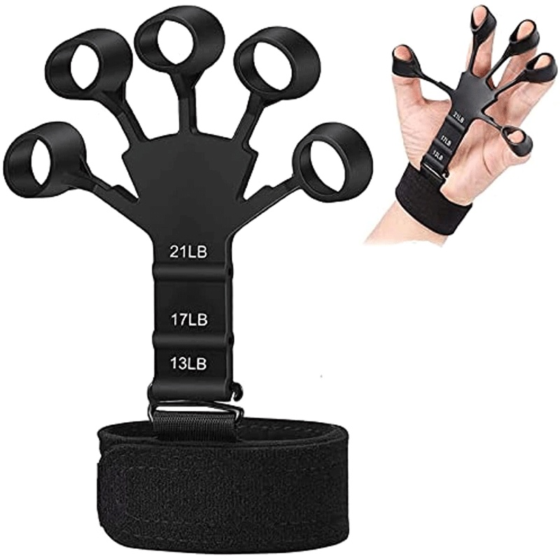 2pcs Finger Gripper Silikon Finger Berolahraga Trainer Dengan 6tingkat Tahan Untuk Pemain Gitar Dengan Penguat Band Tangan