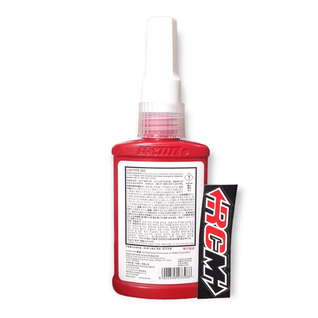 242 LEM LOCTITE THREADLOCKER PEREKAT MATERIAL MUR BAUT ANTI KENDOR ANTI BOCOR KOROSI KARAT TAHAN GETARAN DAN SUHU TINGGI WARNA BLUE BIRU MEDIUM STRENGTH ORI ORIGINAL LOCTITE ASLI