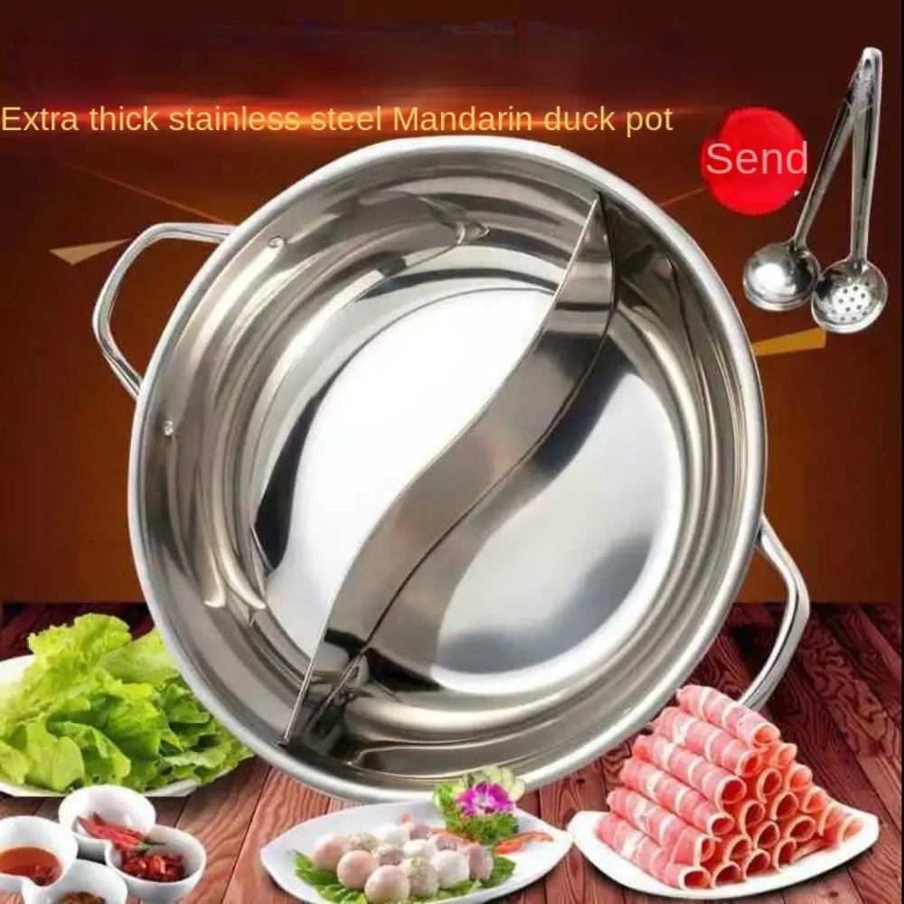 Solighter Chinese Hot Pot Menebal Stainless Steel Dengan Penutup Kompor Gas Panci Masak Dapur