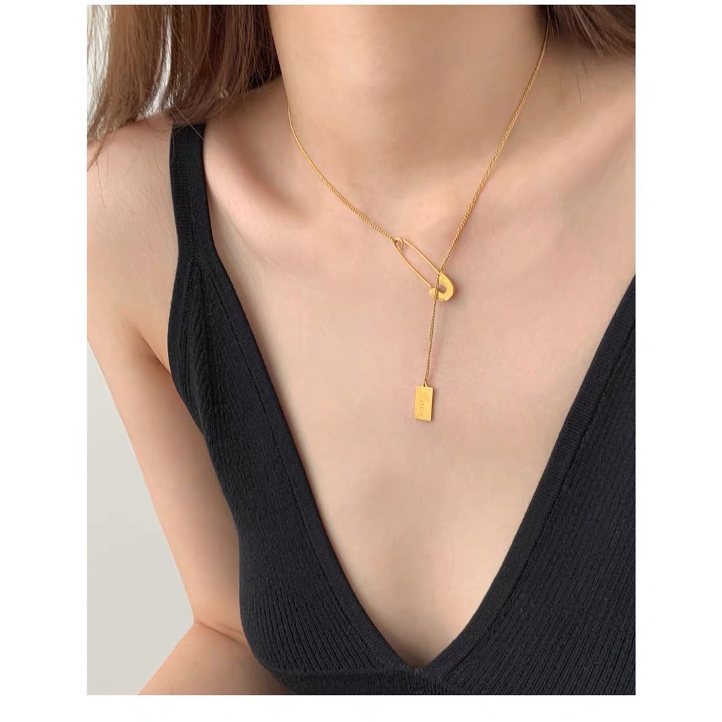 2022 Kalung Bahan Stainless Steel 18K Gold Gaya Korea Untuk Wanita