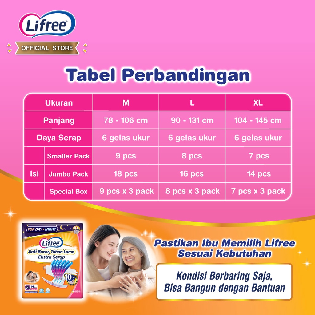 Lifree Popok Dewasa Perekat - M 18 - 3 Packs