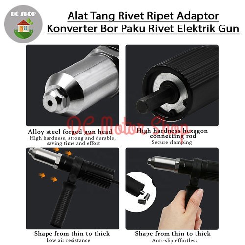 Alat Tang Rivet Ripet Adaptor Konverter Bor Paku Rivet Elektrik