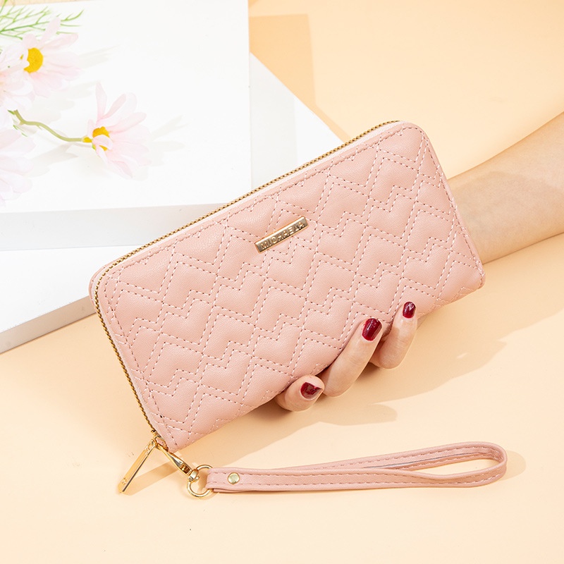 DOMPET PANJANG WANITA RESLETING CEWEK MURAH FASHION BATAM KEKINIAN LUCU SIMPLE PREMIUM KULIT PINK WA647P3 CHAMONIX IMPORT TALI PENDEK SLOT KARTU UANG KOIN BRANDED REMAJA KOREA