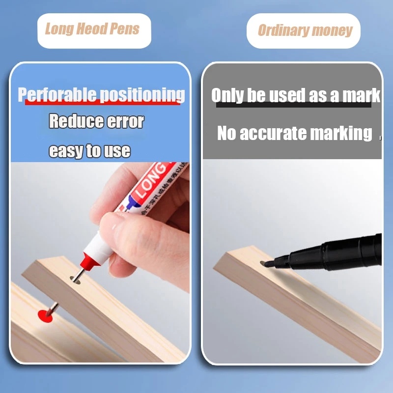 [Fitured] 20 /21/32mm Deep Hole Marker Pen Pemanjang Kepala Menandai Pen Cepat Kering Tahan Air Ubin Penanda Minyak Alat Penanda Tukang Kayu Kamar Mandi Woodworking Dekorasi