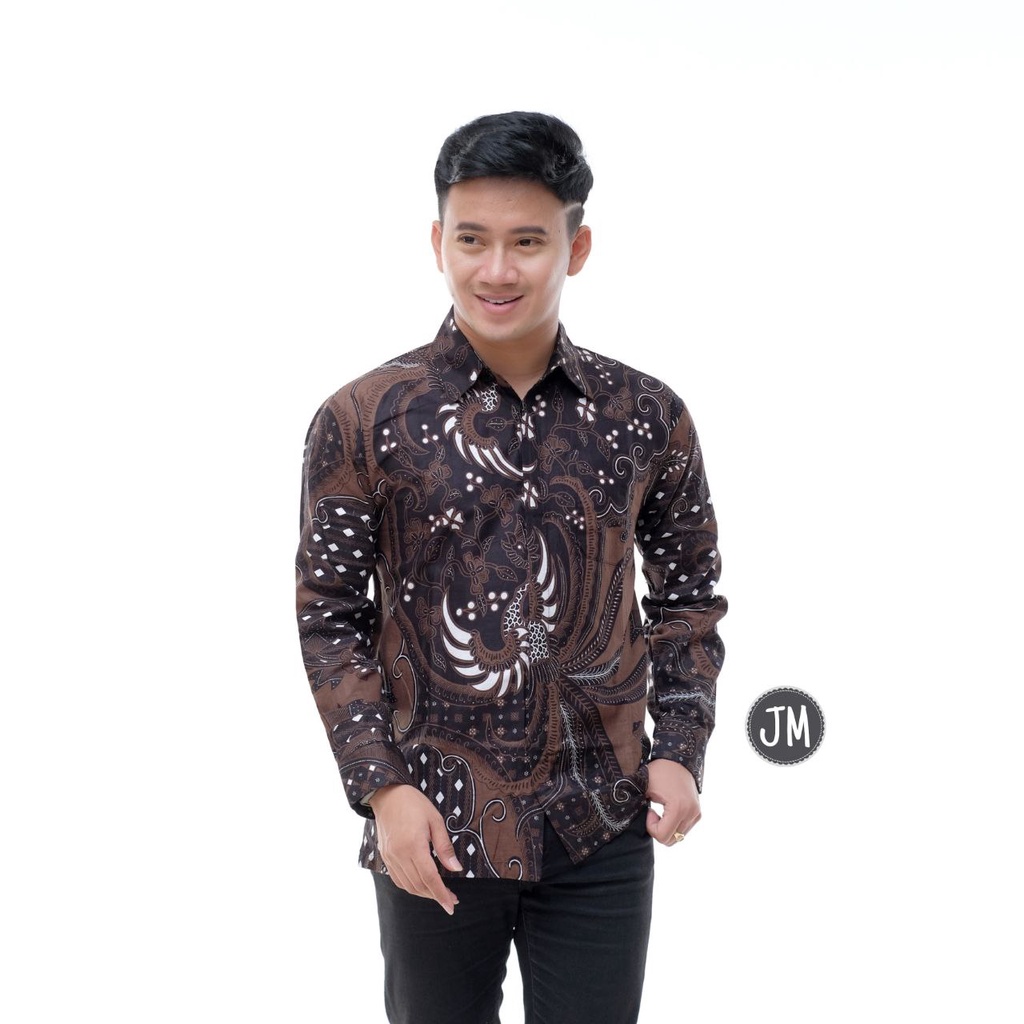 RUZZA Kemeja Batik Pria Lengan Panjang Motif Sogan Songket Size M L XL