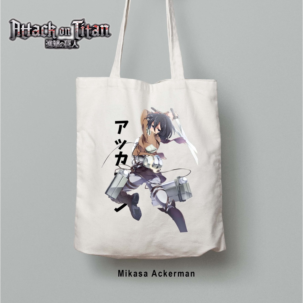 Totebag Anime Attack on Titan Eren Zeke Sasha Levi Titan Shingeki no Kyojin tote bag premium titan corps