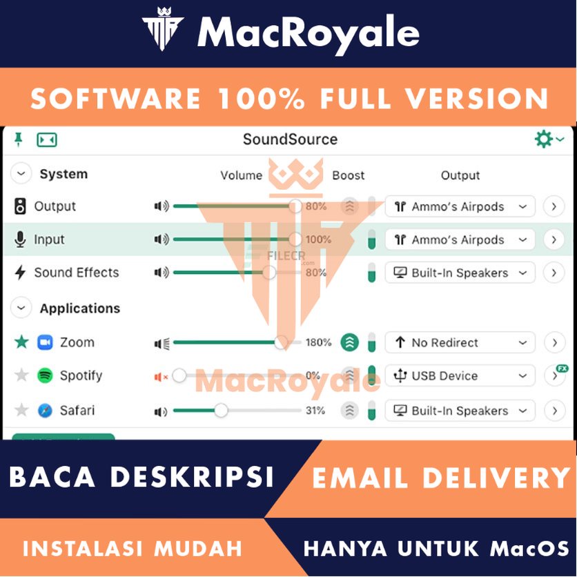 [MacOS] SoundSource Full Version Lifetime Full Garansi - Software pengaturan audio canggih untuk MacOS dengan kontrol suara fleksibel