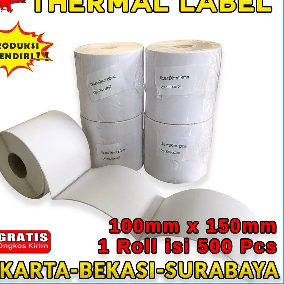 

ANA581 Kertas Thermail Stiker Thermal 100x150 isi 500 & 250 lembar, Label Thermal barcode, Kertas EDC/printer mini bluetooth ++