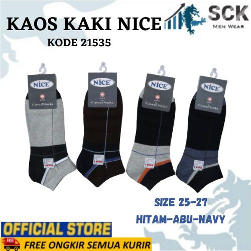 Kaos Kaki Pria NICE 21535 Tumit MOTIF Garis / Kaus Kaki Invisible Socks Kaos Kaki