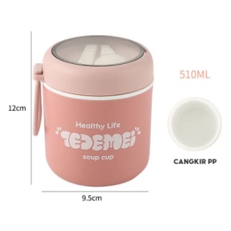 DEOS-NEW SOUP CUP 510 ML PORTABLE KODE 6772 KOTAK MAKAN GELAS SOUP CUP/SEREAL/SUSU/KOPI