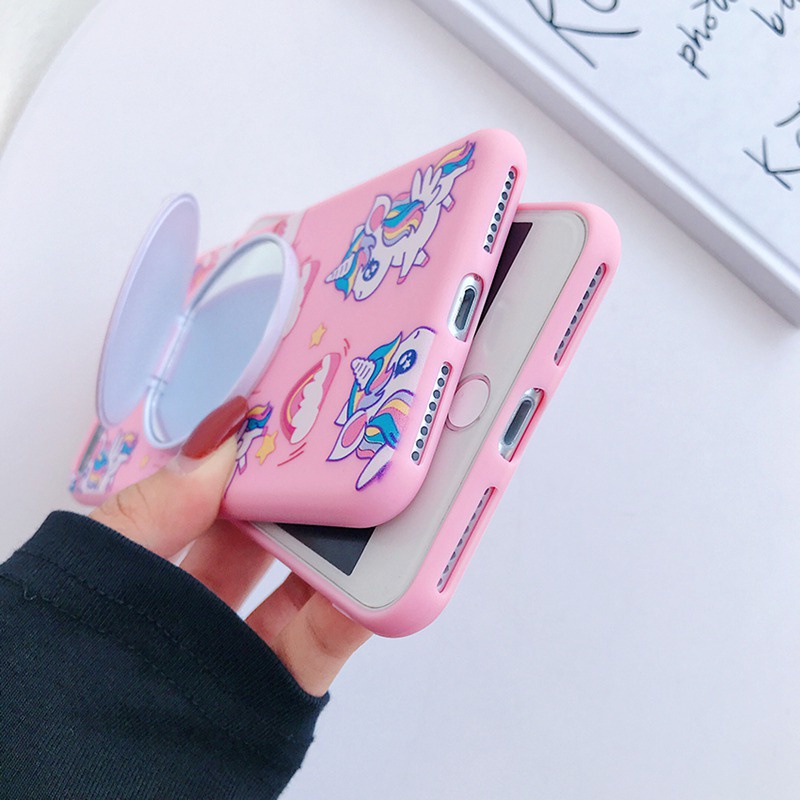 Case Cermin Rias Makeup OPPO A57 A77S A17 A96 A76 A36 A17K VIVO Y21S Y21A Y21E Y21T Y21G Y22S Y35 Y16 Y16 Y02S unicorn Pink Lucu