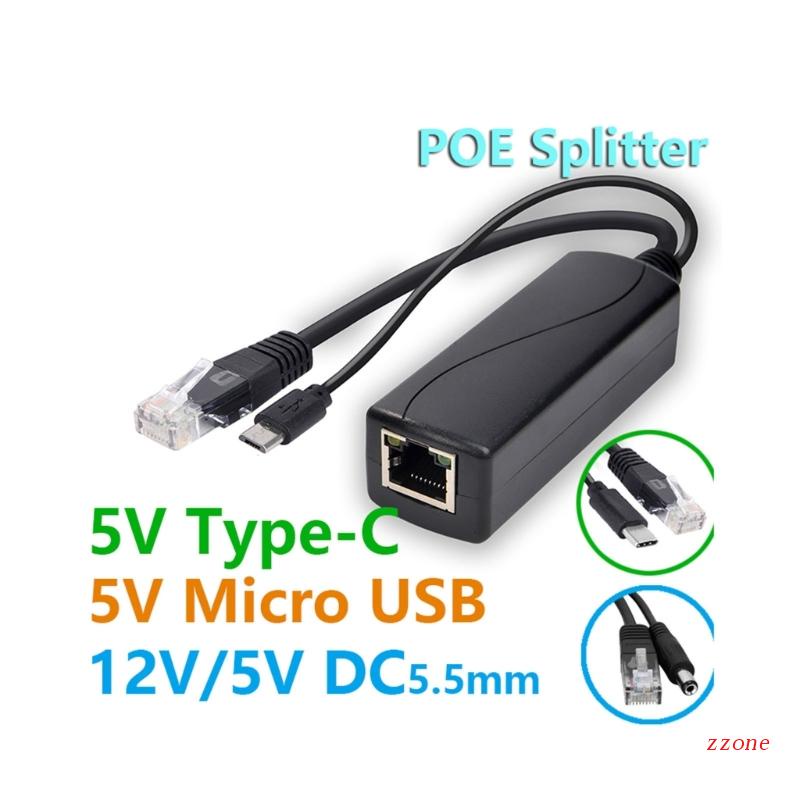 Zzz POE Splitter 48V to 5V MicroUSB Type C Power Over Kabel Adaptor Eterna