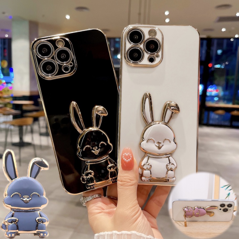 Desktop Stand Kartun Kelinci Ponsel Holder Portable Ponsel Holder Multi-Warna 3D Lipat Lazy Phone Bracket Universal Ultra-Tipis Perekat Diri Kreatif Universal