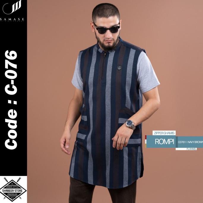 SAMASE Vest Zipper Ghamis Rompi Sholat Gamis Pria Baju Samase Terbaru