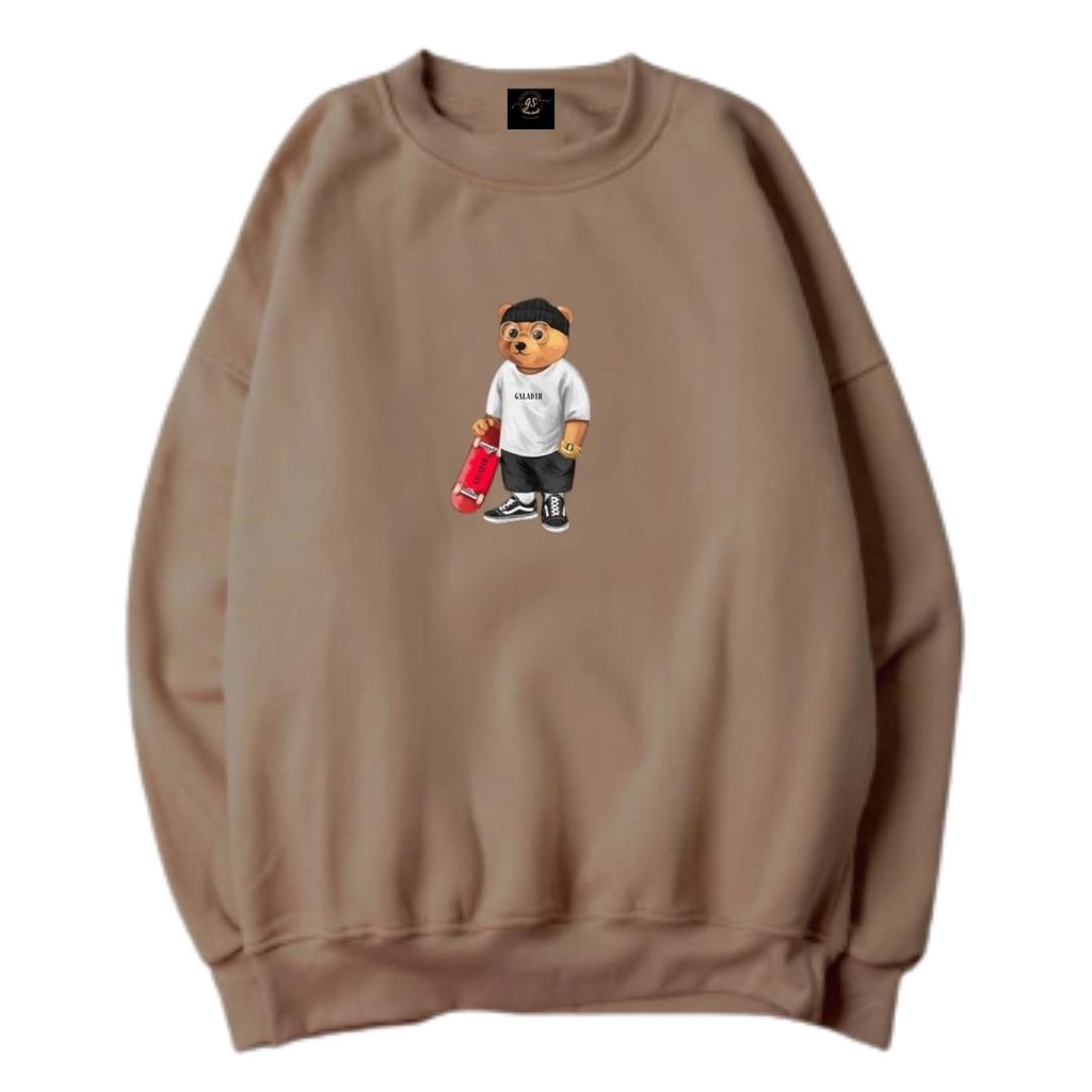 Sweater Keren Crewneck Aesthetic Sablon Bear Bahan Full Cotton Flacce