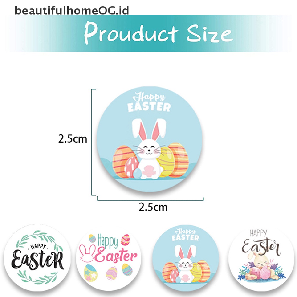 // Beautifulhomeog.id// 500Pcs Easter Day Stickers Rabbit Self Adhesive Seal Label Stiker Tag Pesta **