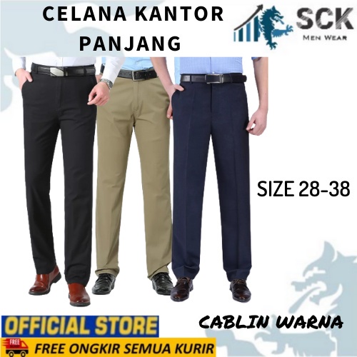 Celana Panjang Kantor Pria CABLIN Pola SLIM Plui WARNA Bahan Katun Basic Formal UKURAN 28-32-SCKMENWEAR.OFFICIAL GROSIR