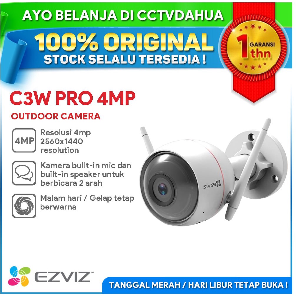 EZVIZ C3W PRO 4MP COLOR NIGHT AI H.265 WIRELESS IPCAM BERGARANSI RESMI
