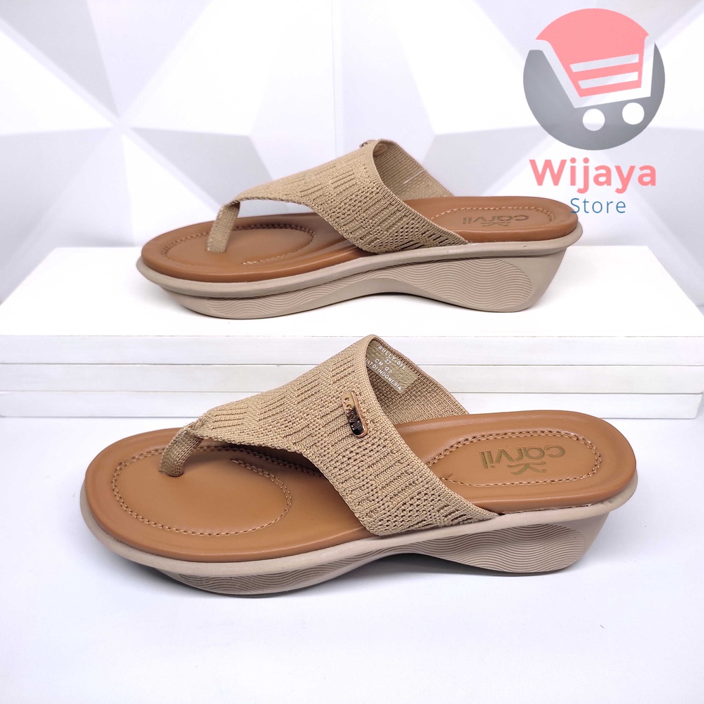 CARVIL RULY SANDAL WEDGES WANITA CARVIL ORIGINAL SENDAL SLIDE RAJUT SLOP SELOP CEWEK KASUAL CASUAL PEREMPUAN