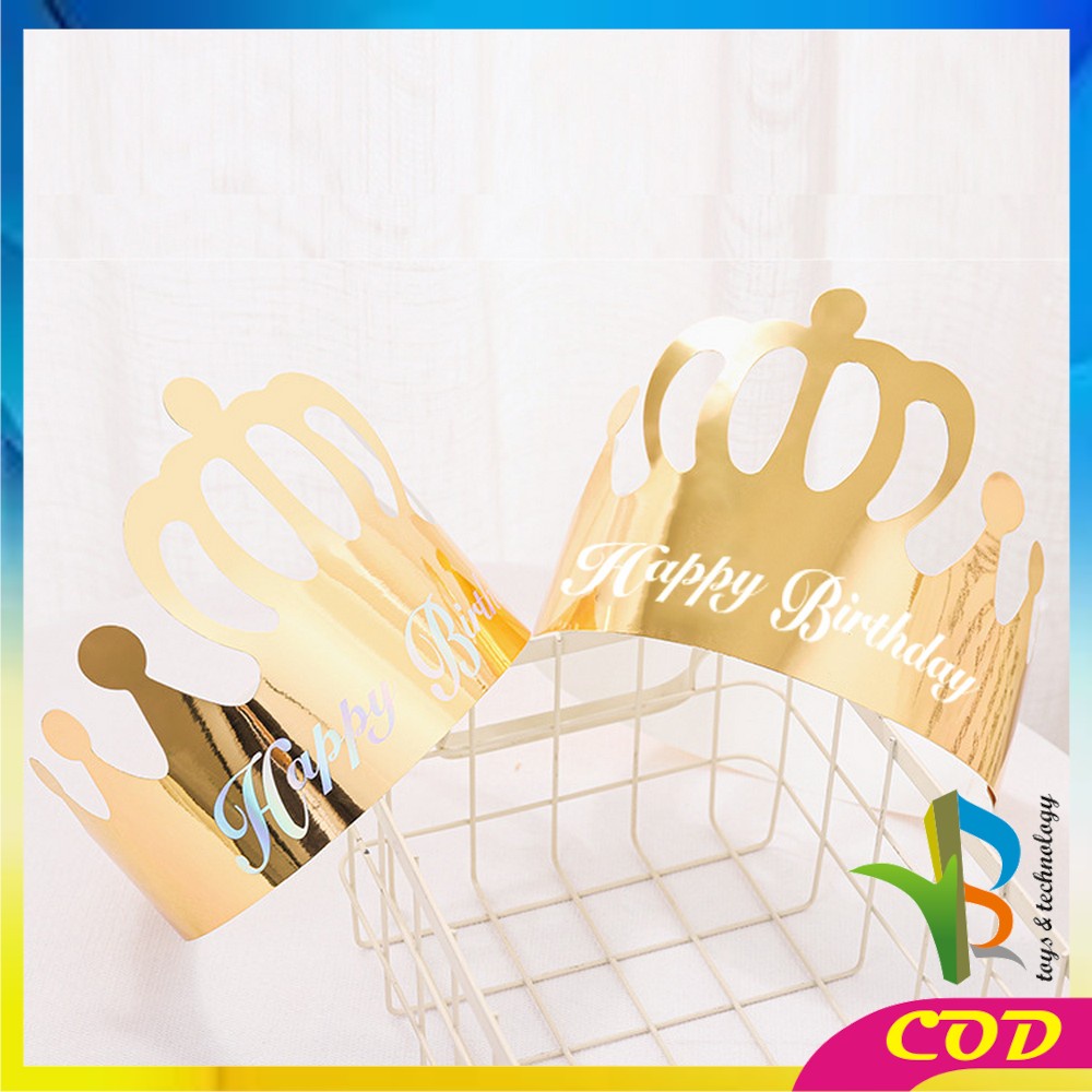 RB-C790 Topi Anak Ulang Tahun Kertas Bentuk Mahkota / Crown Happy Birthday Party Hat Topi Kertas HBD Dekorasi Pesta