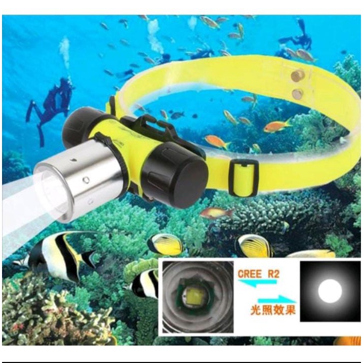 Paket Lengkap Senter Kepala Selam XQ-109 / Senter Diving - Senter Selam