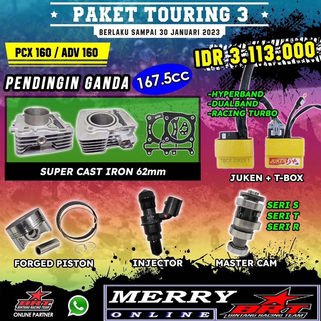 Paket Bore Up BRT Blok Casting Double Cooler Honda Vario 160 / PCX 160 / ADV 160