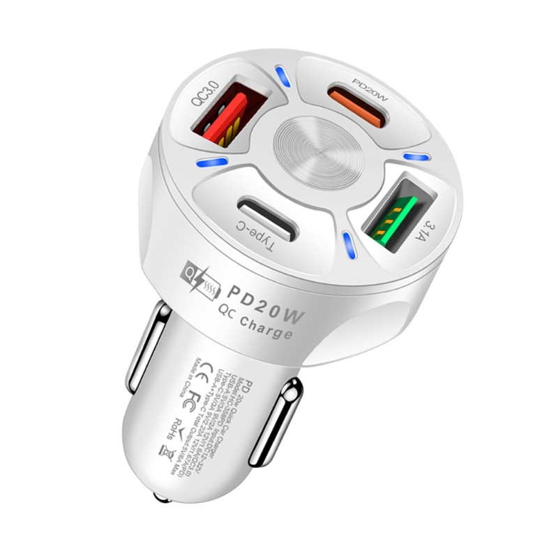 Zzz Auto Car Charger Quick Charge Empat USB Port Pemantik Rokok Charger Laptop Portable Adaptor Flash Charging PD20W Q