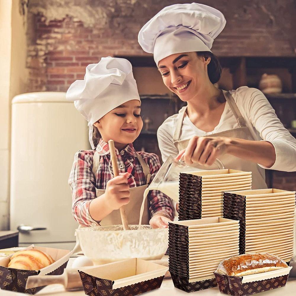 [Elegan] Paper Loaf Pans Wedding Bakery Penjepit Kue Kraft Persegi Panjang Sekali Pakai