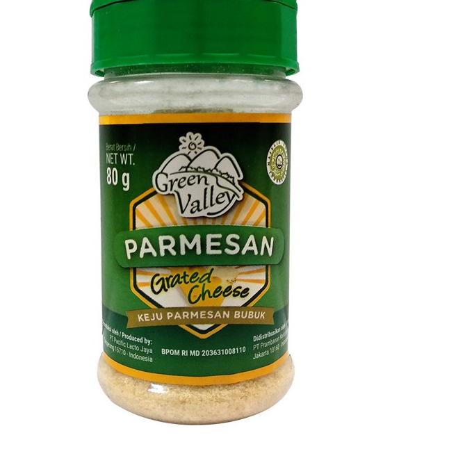 

Ready Stock KEJU HALAL MUI Mpasi GREEN VALLEY PARMESAN CHEESE KEJU PARMESAN BUBUK 80 Gram GF6+