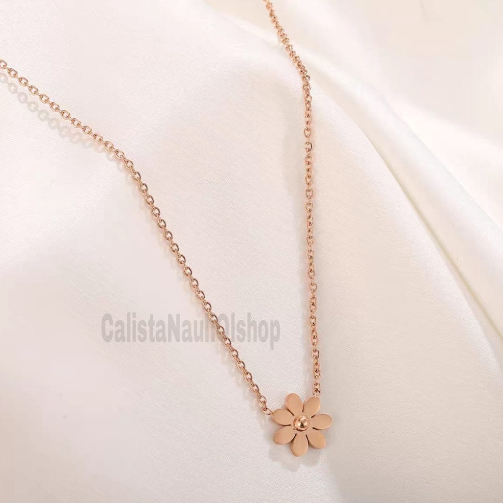 Kalung Titanium Bunga Daisy Fashionable Anti Karat Dan Anti Luntur