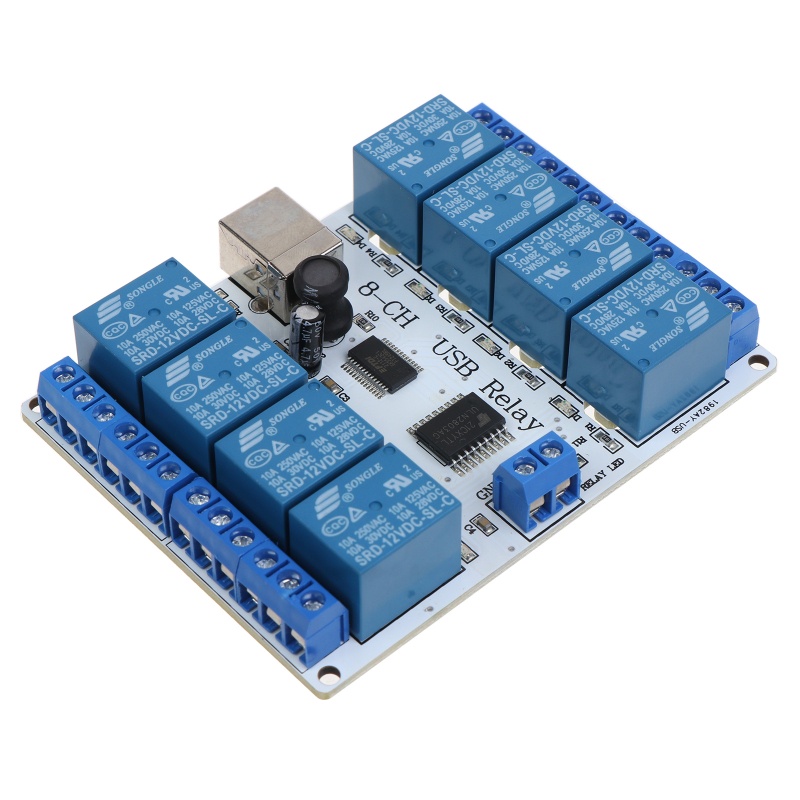 Btsg 8-Channel 12V Papan Relay USB, 8-Channel 12V Untuk DC Type-B USB Relay Board Module Controller Komputer Untuk Otomatiso