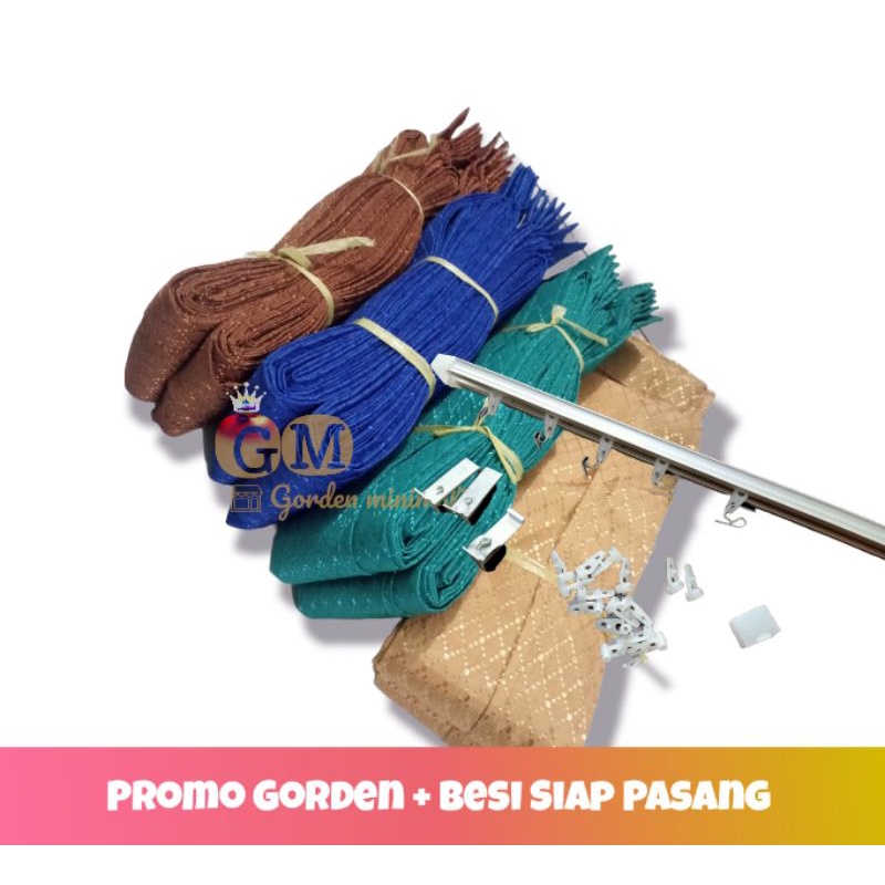 Gorden 1 set / gorden+besi 1 set / gorden biasa / gorden set dan besinya / gorden polos / besi gorde