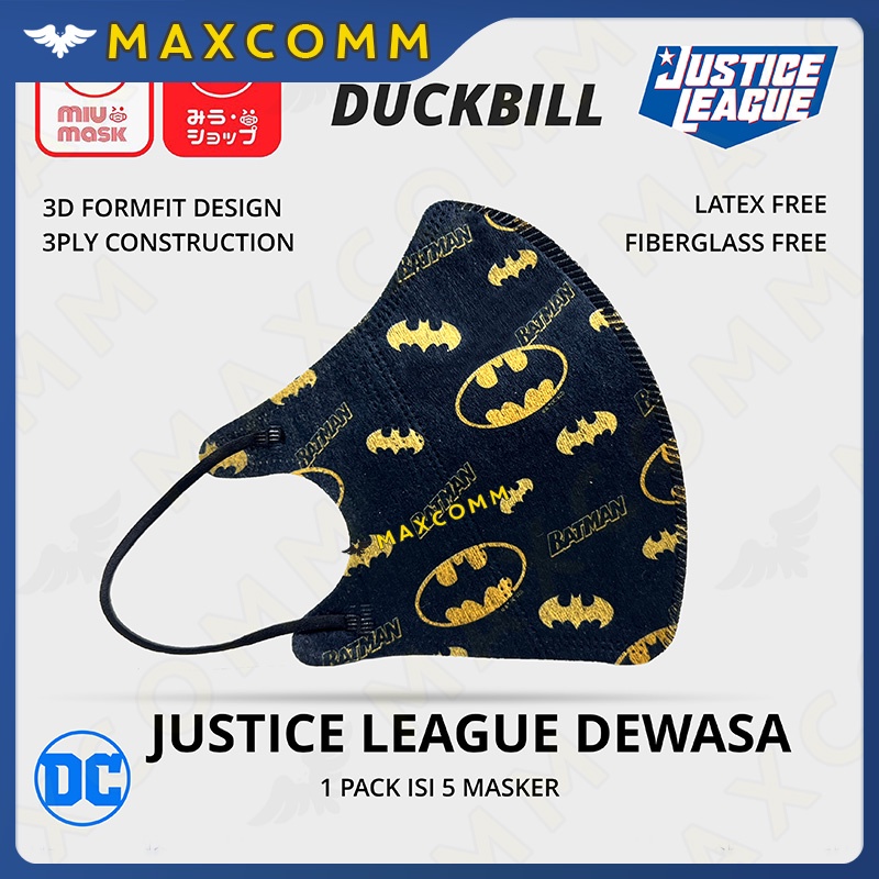 Masker MIU MASK Justice League 3D Duckbill Mask Dewasa (3Ply)